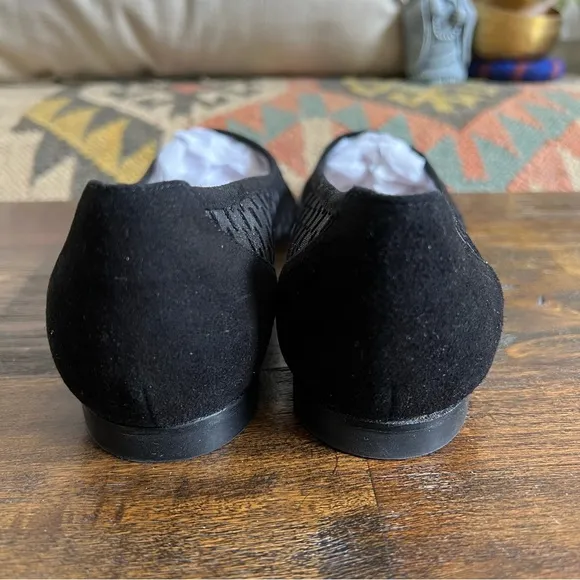Stuart Weitzman TASHA $450 Black Mesh/Suede Flats US6.5