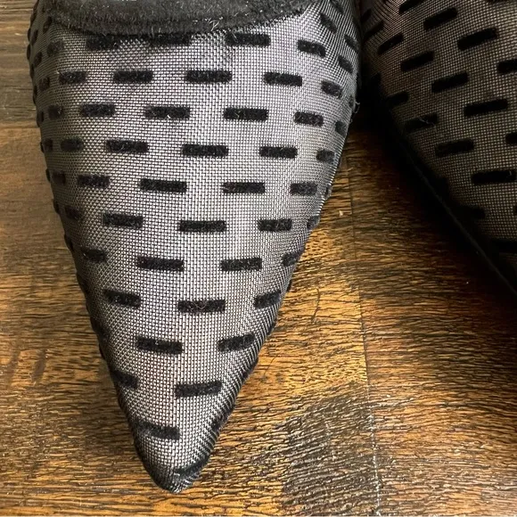 Stuart Weitzman TASHA $450 Black Mesh/Suede Flats US6.5