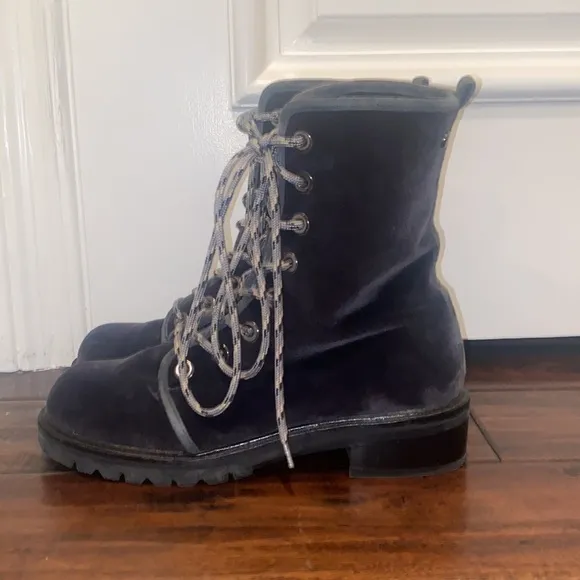 Stuart Weitzman velvet combat boots