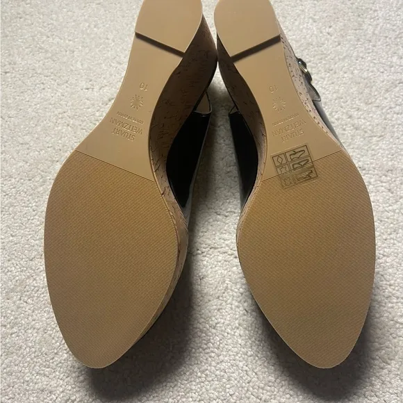 Stuart Weitzman Women’s Jean Black Patent Leather Wedge,‎ Size 10