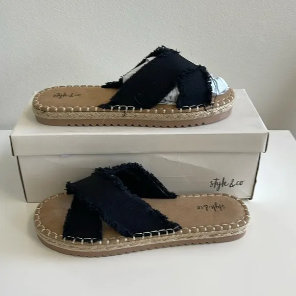 Style &amp; Co Keltc Black Canv Shoes Size 8
