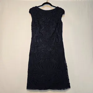 SUE WONG Quite Luxury Blue Embellished Floral Sheath Dress Size 8 New NO Tags!