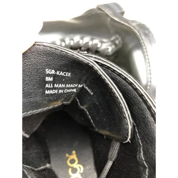 Sugar Womens Kaedy Faux Leather Combat &amp; Lace-up Boots Black Size 8M