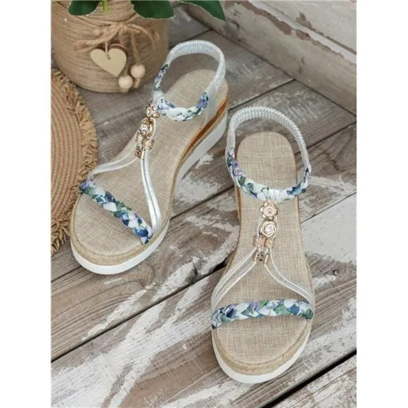 Summer Wedge Heel Platform With Bottom Bohemian Style Vacation Sandals