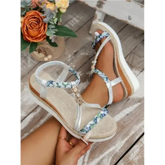 Summer Wedge Heel Platform With Bottom Bohemian Style Vacation Sandals