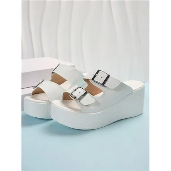 Summer White Platform Wedge Sandals With Thick Bottom For Women