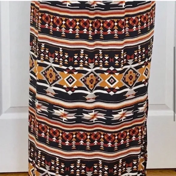 Sundance dress halter LONG tribal print stretch maxi beach cover up travel gown