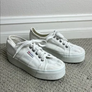 SUPERGA White Platform Sneakers Womens Sz 38 Sz 7.5