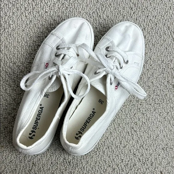 SUPERGA White Platform Sneakers Womens Sz 38 Sz 7.5
