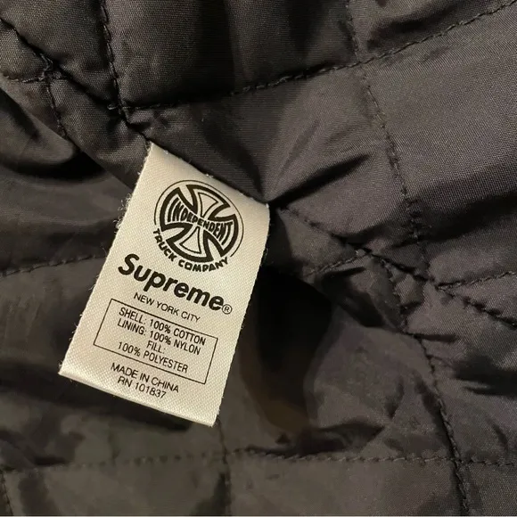 Supreme x Independent Quilted Flannel Shirt Black Shadow Plaid FW17