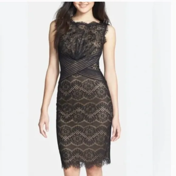 Tadashi Shoji Chantilly Lace Dress Black Size 4