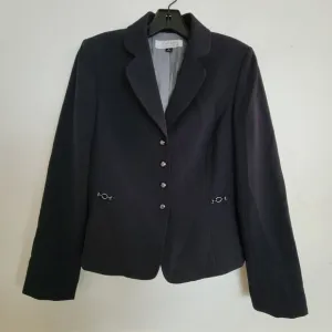 Tahari Navy Blue Button Front Long Sleeve Career Blazer Jacket Size 4