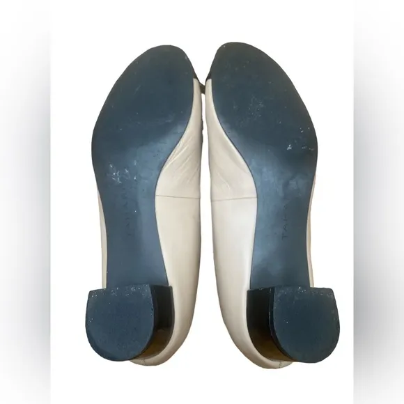 Tahari shoes ballet style womens low block heel black cream bow size 9 maisy