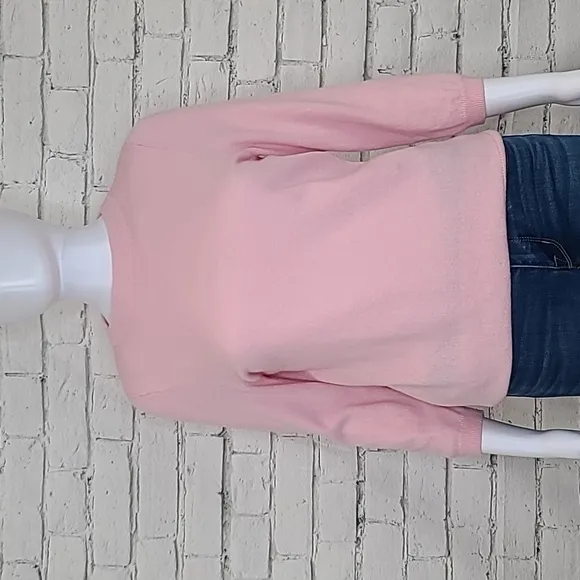 Talbots Audrey Cashmere Crew Neck 3/4 Sleeve Sweater in Baby Pink