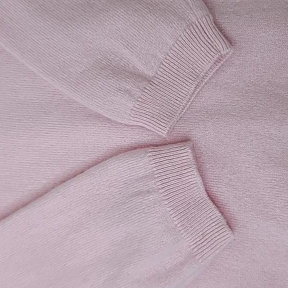 Talbots Audrey Cashmere Crew Neck 3/4 Sleeve Sweater in Baby Pink