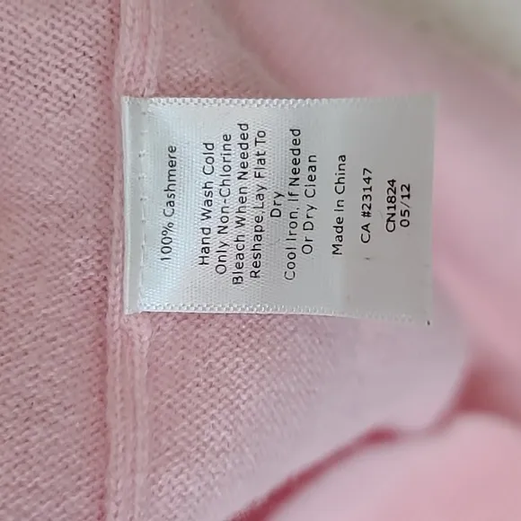 Talbots Audrey Cashmere Crew Neck 3/4 Sleeve Sweater in Baby Pink