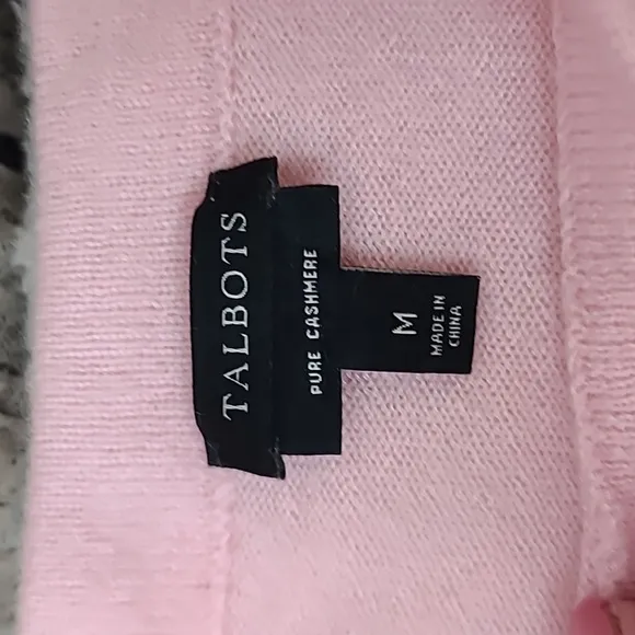 Talbots Audrey Cashmere Crew Neck 3/4 Sleeve Sweater in Baby Pink