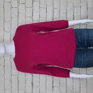 Talbots Cashmere Crewneck 3/4 Sleeve Sweater in Pink Berry