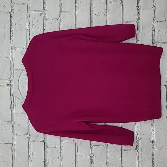 Talbots Cashmere Crewneck 3/4 Sleeve Sweater in Pink Berry