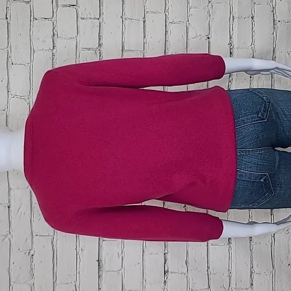 Talbots Cashmere Crewneck 3/4 Sleeve Sweater in Pink Berry