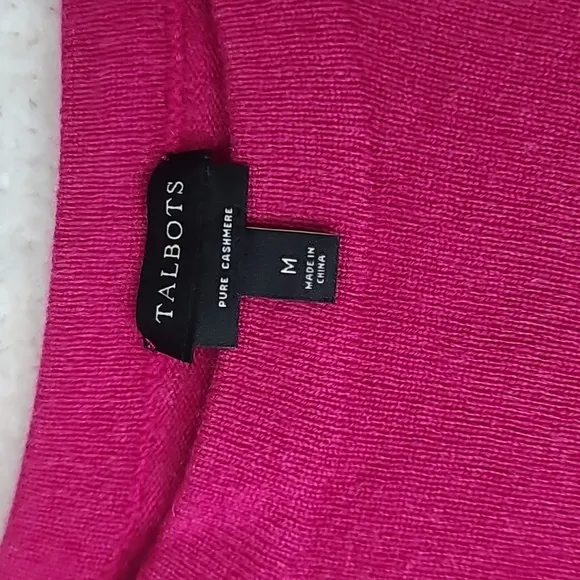 Talbots Cashmere Crewneck 3/4 Sleeve Sweater in Pink Berry