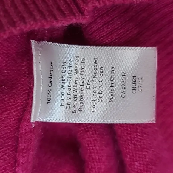 Talbots Cashmere Crewneck 3/4 Sleeve Sweater in Pink Berry
