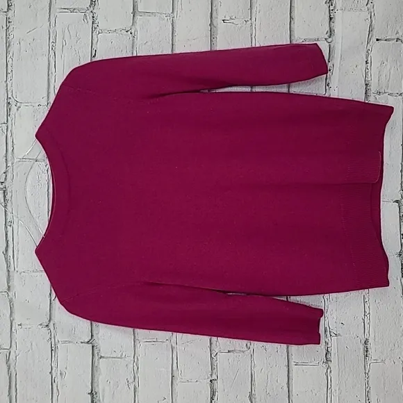 Talbots Cashmere Crewneck 3/4 Sleeve Sweater in Pink Berry