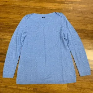 Talbots‎ Petite Knit Button Shoulder Sweater Womens Medium Blue Long Sleeve NWT