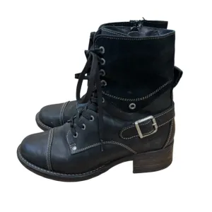 Taos Crave Boots Black Leather Suede Lace-up Combat Moto Women’s Sz US 7-7.5