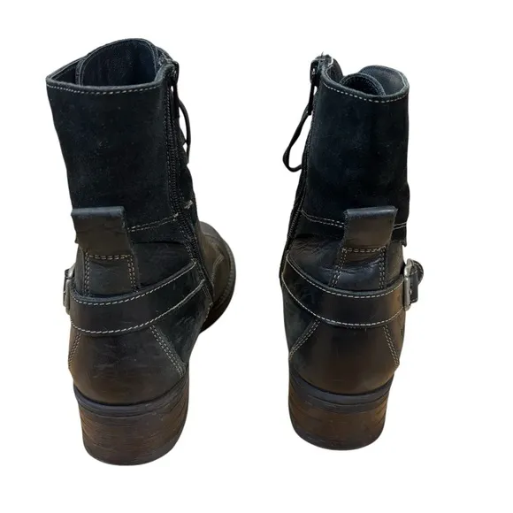 Taos Crave Boots Black Leather Suede Lace-up Combat Moto Women’s Sz US 7-7.5