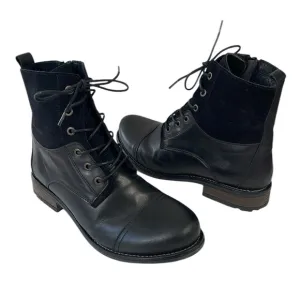 Tara M Leena Size‎ 42 Black Leather and Suede Side zip lace up Ankle Boots