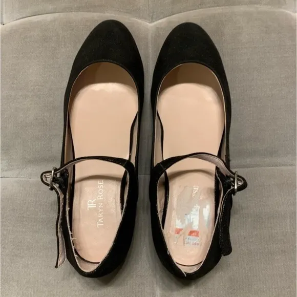 Taryn Rose Fannie Mary Jane Kitten Heels Black Shoes Comfortable Classic Size 10