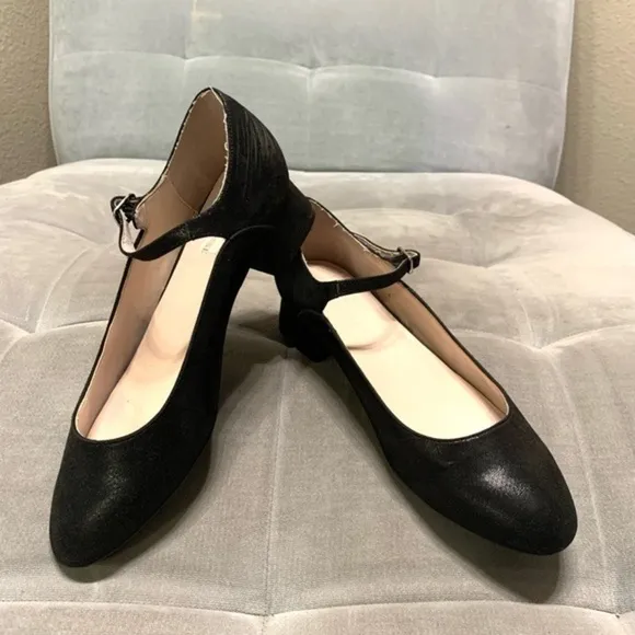 Taryn Rose Fannie Mary Jane Kitten Heels Black Shoes Comfortable Classic Size 10