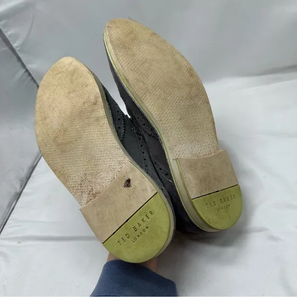 Ted Baker Jamfro Gray Suede Derby Oxford Wingtip Wing Tip Shoe Size 10.5