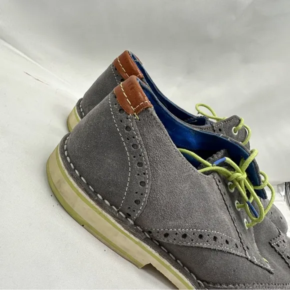 Ted Baker Jamfro Gray Suede Derby Oxford Wingtip Wing Tip Shoe Size 10.5