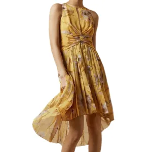 TED BAKER NWT &quot;Fabulas&quot; High-lo Chiffon Pleated Keyhole Slvlss Dress 6/XL/16