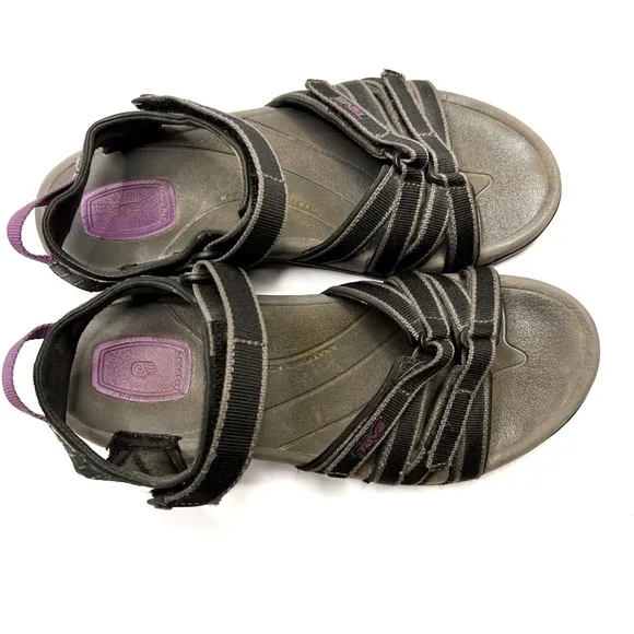 Teva Tirra Hiking Sporty Strappy Sandals Outdoor Water Shoes Black Purple Size 8