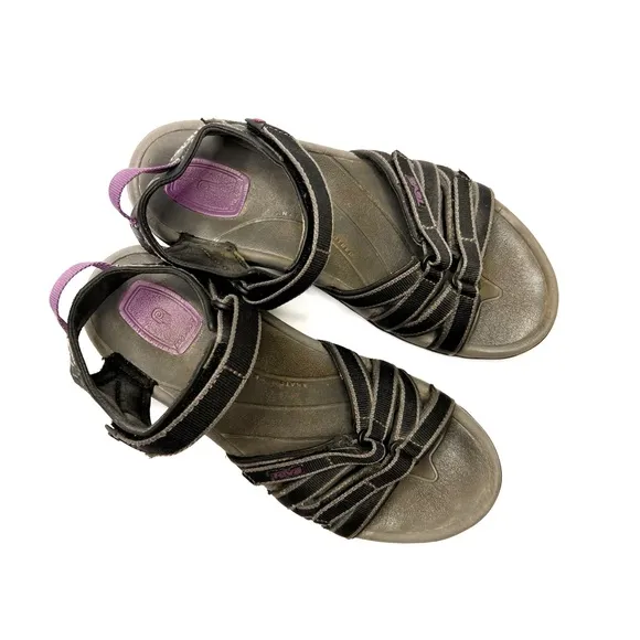Teva Tirra Hiking Sporty Strappy Sandals Outdoor Water Shoes Black Purple Size 8