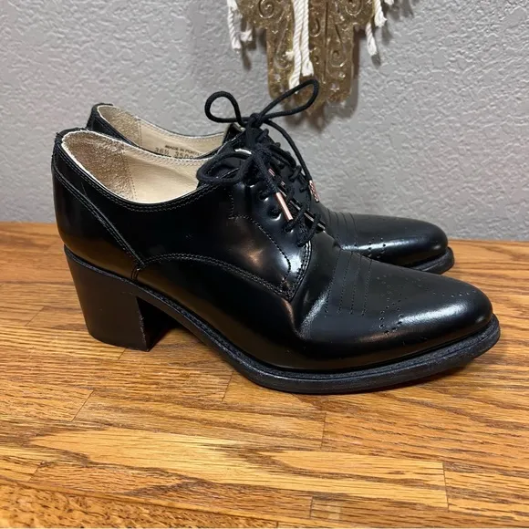 The Office of Angela Scott Miss Button Derby Black Midheel Oxford Loafers 36.5