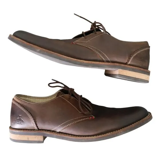 The Original Penguin Mens Wade Oxford Lace Up Shoes Size 12 Brown Leather Derby