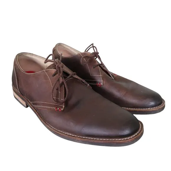 The Original Penguin Mens Wade Oxford Lace Up Shoes Size 12 Brown Leather Derby