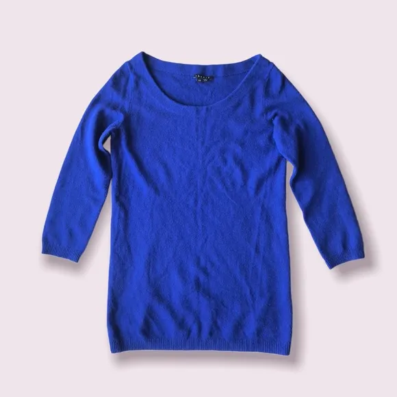 Theory Cashmere Light Blue Pullover Sweater Boat Neck Small