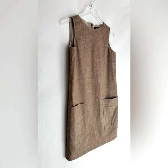 Theory Mod Sleeveless Bronze Linen Blend Shift Dress Size 2 NWT