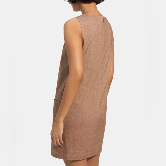 Theory Mod Sleeveless Bronze Linen Blend Shift Dress Size 2 NWT