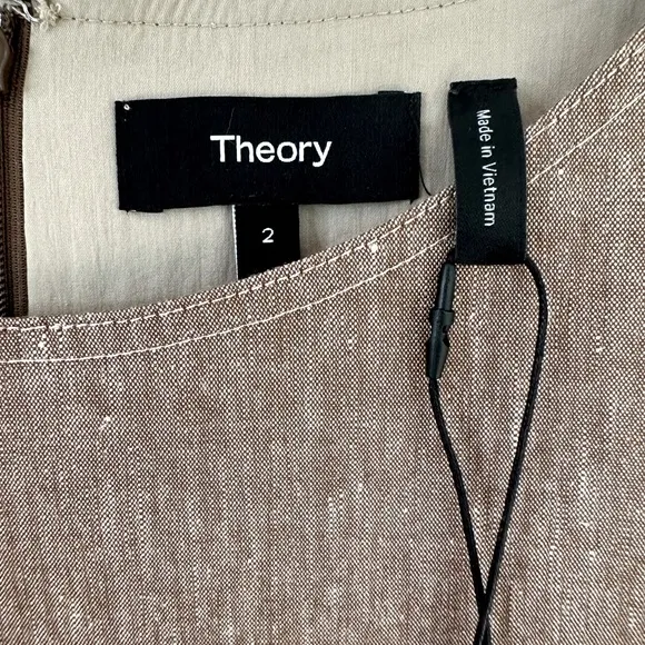 Theory Mod Sleeveless Bronze Linen Blend Shift Dress Size 2 NWT