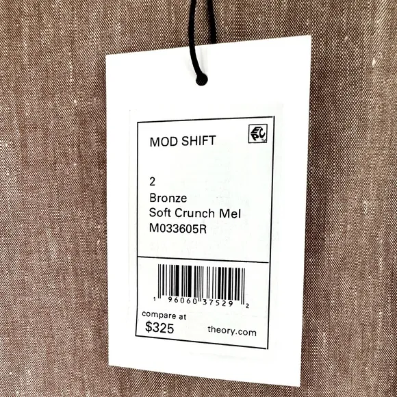 Theory Mod Sleeveless Bronze Linen Blend Shift Dress Size 2 NWT