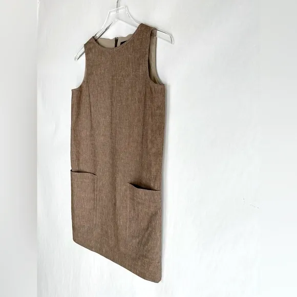 Theory Mod Sleeveless Bronze Linen Blend Shift Dress Size 2 NWT