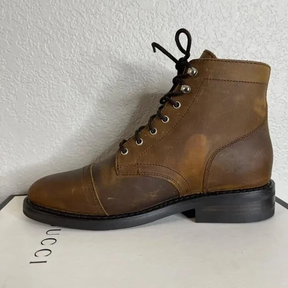 Thursday Boot Co. Captain Ankle Boots Cap Toe Brown Nubuck Lace up Men's 8.5 US