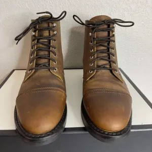 Thursday Boot Co. Captain Ankle Boots Cap Toe Brown Nubuck Lace up Men's 8.5 US