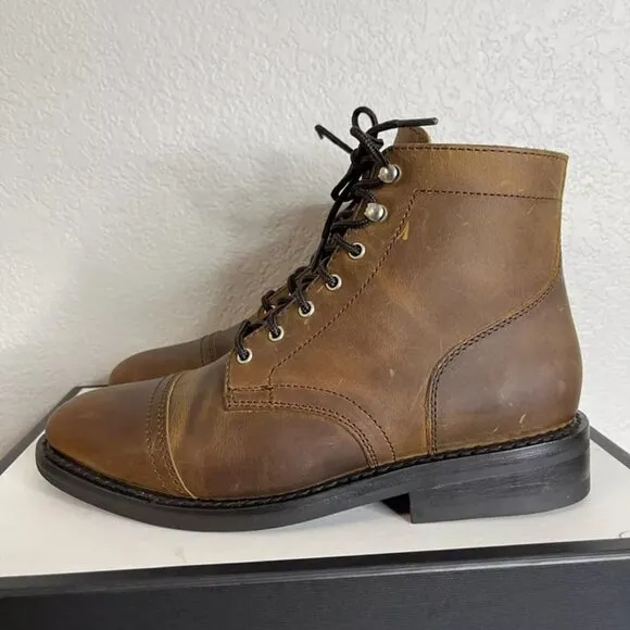 Thursday Boot Co. Captain Ankle Boots Cap Toe Brown Nubuck Lace up Men's 8.5 US